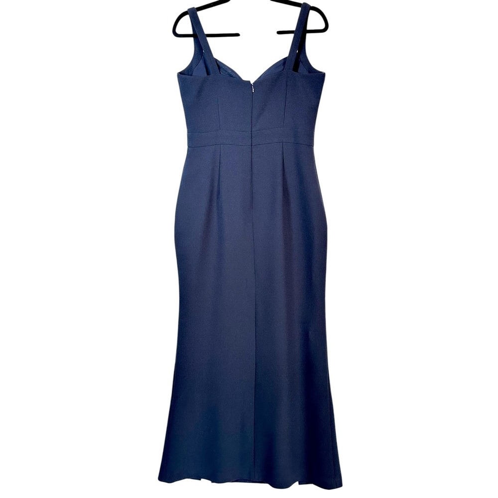 Eliza J Gown Dress Maxi Crepe Double Slit Prom Wedding Formal Navy Blue 10 - Picture 11 of 14